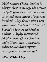 Testimonials for Neighborhood Choice Services